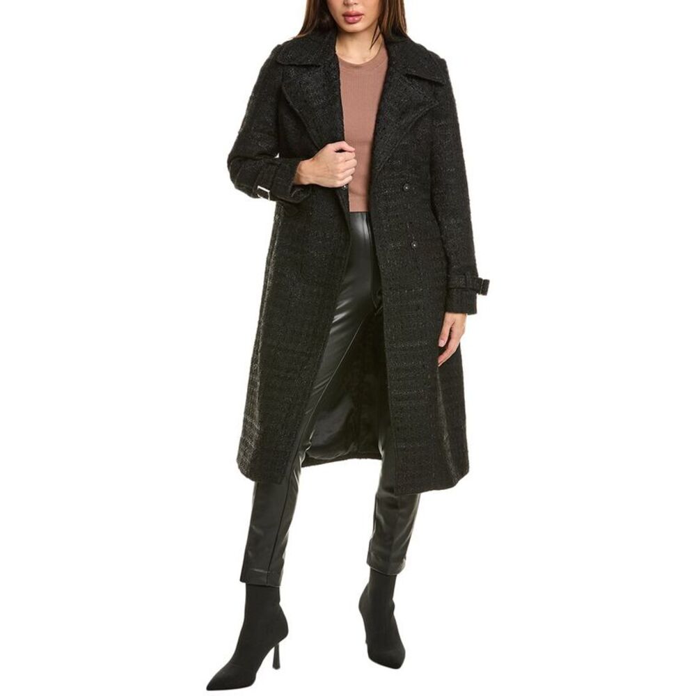 Noize Womens  Francie-S Long Trench Coat, Black